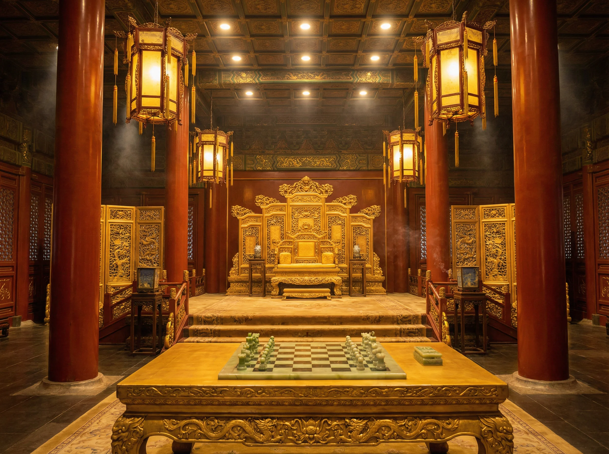 紫禁城金銮殿内景与棋盘 - ev扑克 帝王弈道