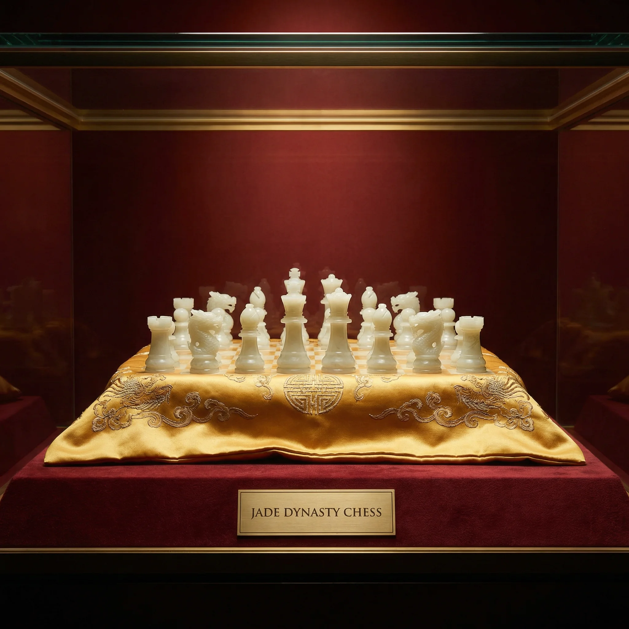 和田玉雕琢的宫廷棋盘，展示精美的 ev扑克